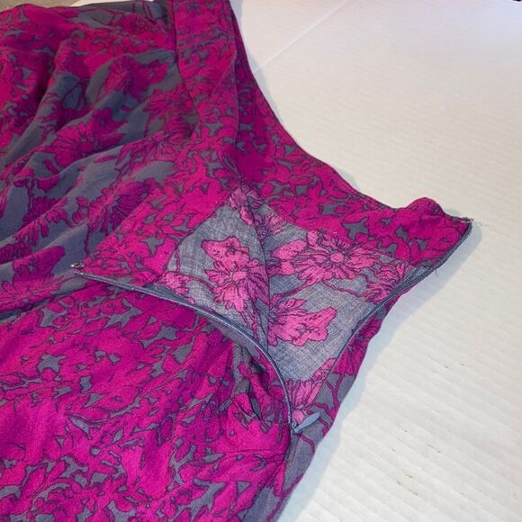 FREE PEOPLE Sheila High Rise Flowy Floral Culotte Fuschia Pink Shorts Womens 12 - Picture 11 of 16